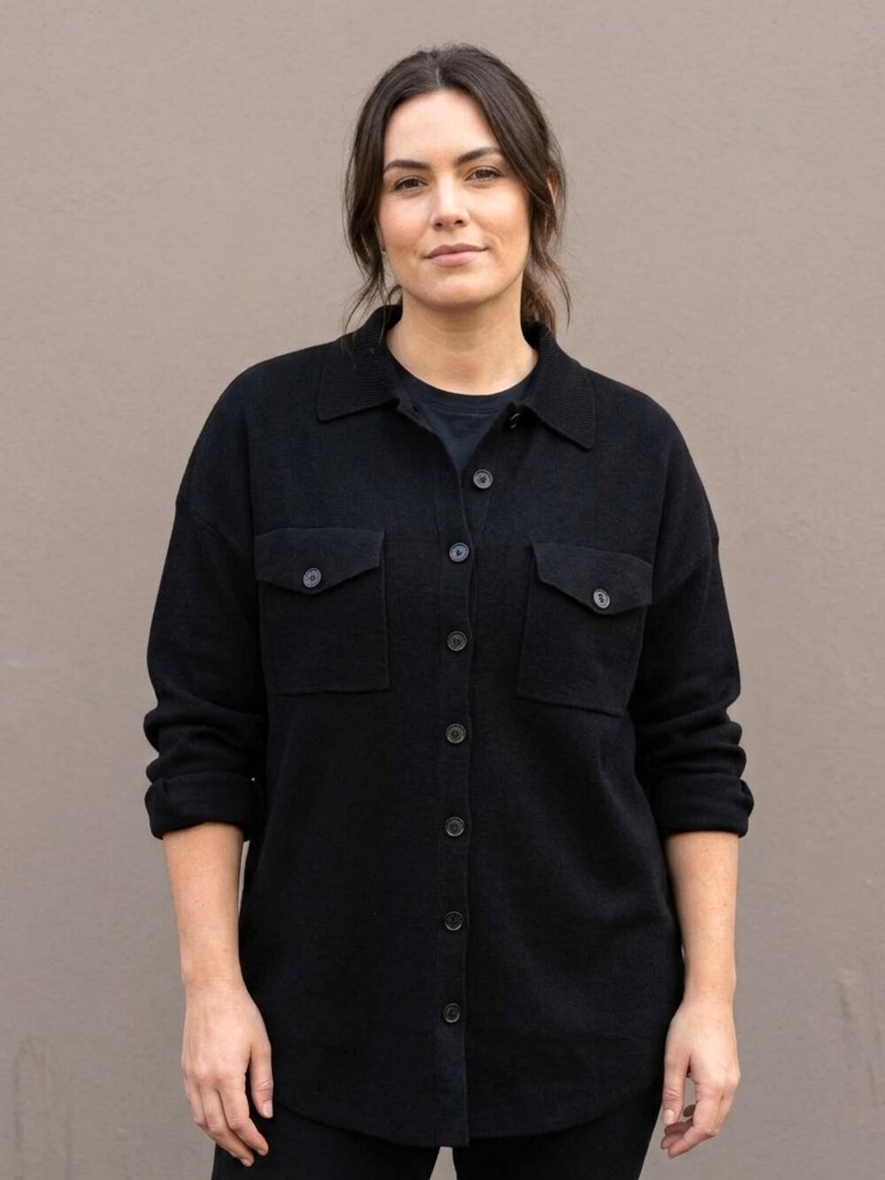 Guilty Black Knit Shacket Sweater